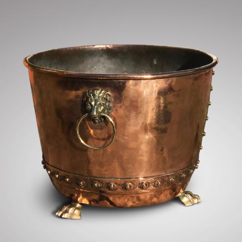 Large 19th Century Copper Seamed & Riveted Log Bin