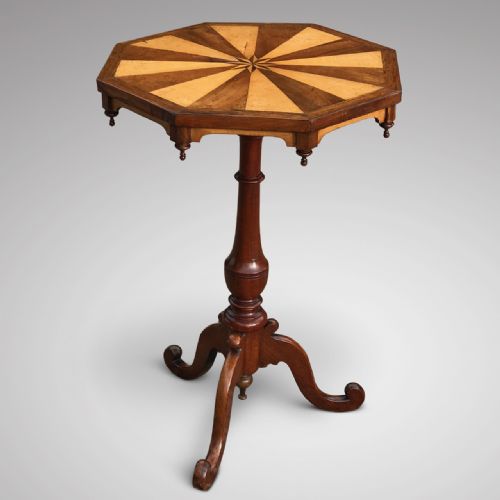 Victorian Octagonal Lamp Table with Inlaid Central Star