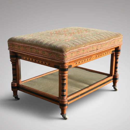 19th Century Inlaid Aesthetic Movement Foot Stool