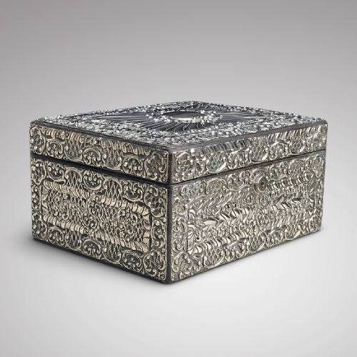 Large 19th Century Silver Jewellery Box with Bramah Lock