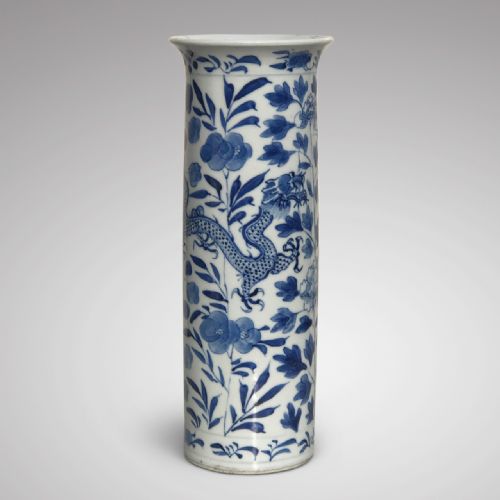 19th Century Chinese Dragon & Peony Sleeve Vase