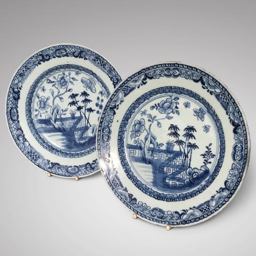Pair of 18th Century Chinese Blue & White Plates