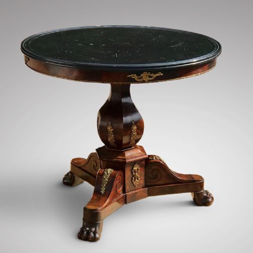 19th Century French Mahogany & Marble Gueridon