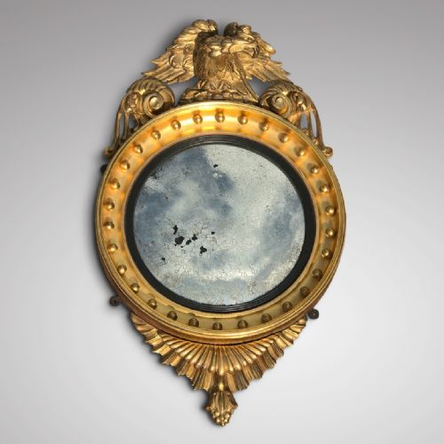 REGENCY CARVED GILTWOOD CONVEX MIRROR - ADDITIONAL PHOTO 1