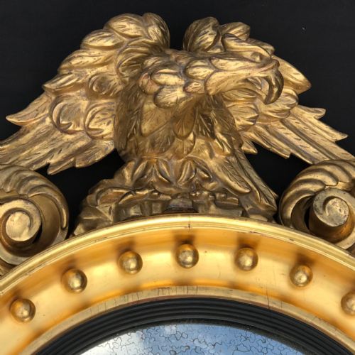 REGENCY CARVED GILTWOOD CONVEX MIRROR - ADDITIONAL PHOTO 3