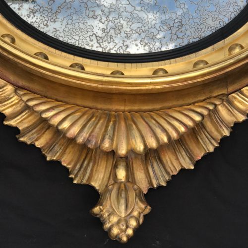 REGENCY CARVED GILTWOOD CONVEX MIRROR - ADDITIONAL PHOTO 4