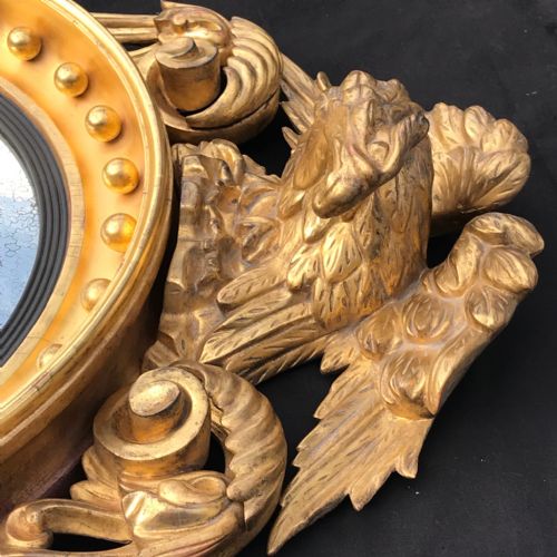 REGENCY CARVED GILTWOOD CONVEX MIRROR - ADDITIONAL PHOTO 7
