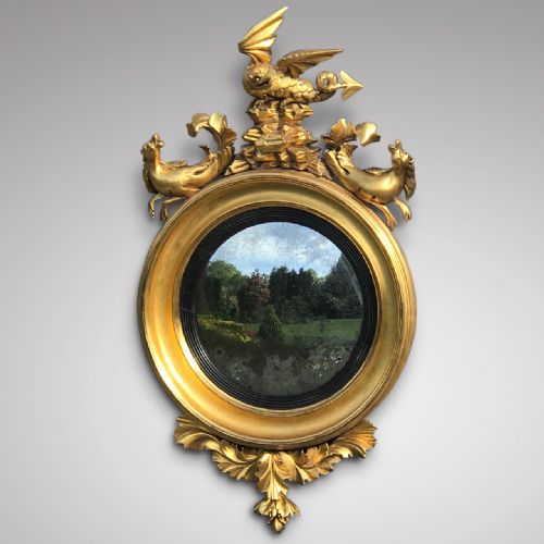 Regency Carved & Gilded Convex Mirror