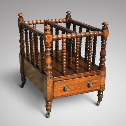 Victorian Mahogany Bobbin Turned Canterbury