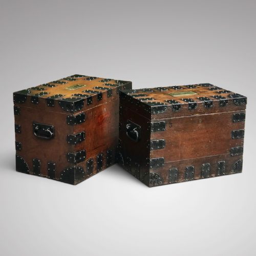 Pair of 19th Century Oak Silver Chests by Elkington & Co