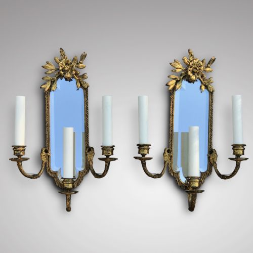 Pair of French 19th Century Gilt Brass Girandoles