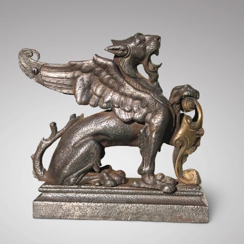 19th Century Iron Door Porter with Stuart Clan Crest