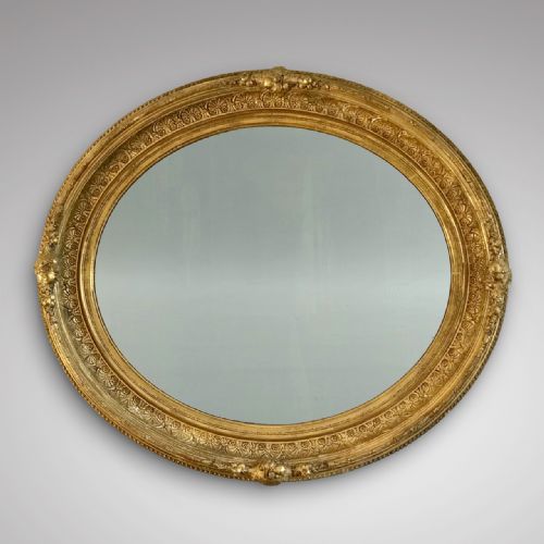 19th Century Oval Gilt Wood Mirror