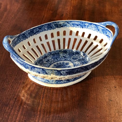 Staffordshire Blue & White Chestnut Basket