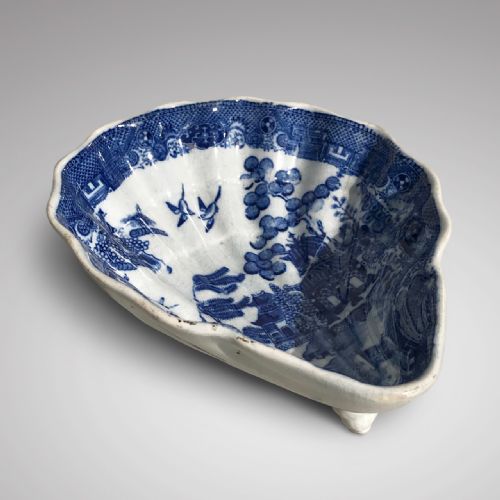 19th Century Staffordshire Blue and White Pickle Dish