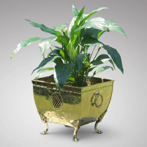 19th Century Brass Jardiniere with Hoop Handles