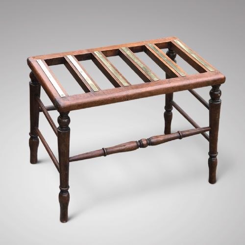 Early 20th Century Mahogany Luggage Rack with Brass Strips