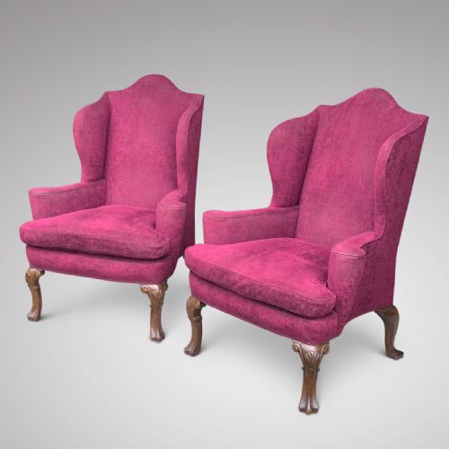 Pair of Early 20th Century Winged Armchairs