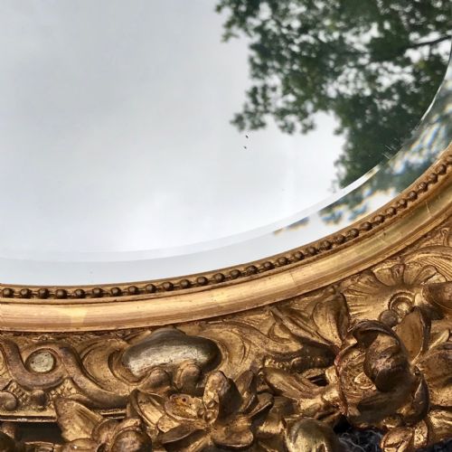 fig 1. 19th Century French Oval Giltwood & Gesso Mirror