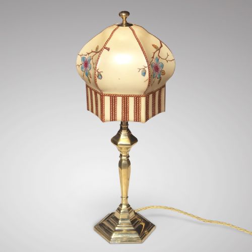 fig 1. Hexagon Brass Lamp with Original Glass Shade