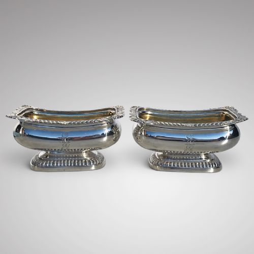 Pair of Georgian Silver Table Salts by Rebecca Emes & Edward Barnard