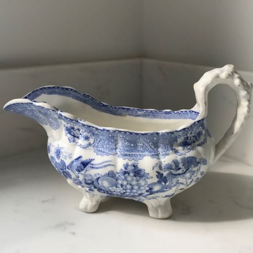19th Century Staffordshire Blue & White Sauce Boat