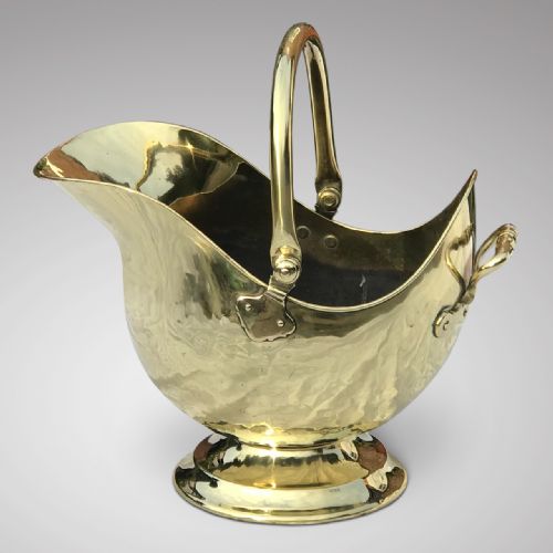 19th Century Brass Helmet Shaped Coal Scuttle