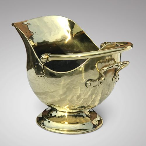 fig 1. 19th Century Brass Helmet Shaped Coal Scuttle