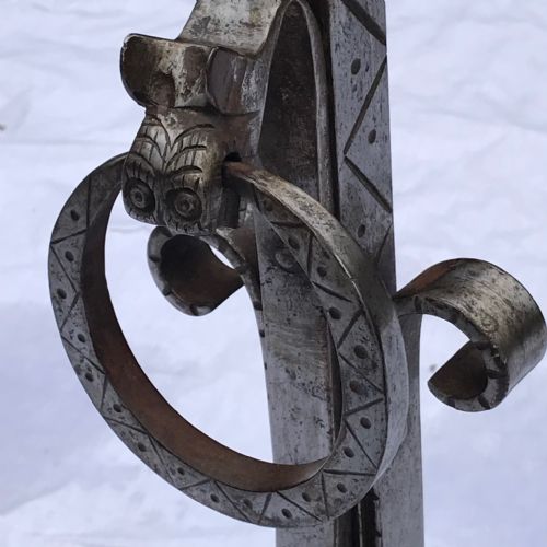 fig 1. An Enormous Pair of 18th Century French Iron Fire Dogs
