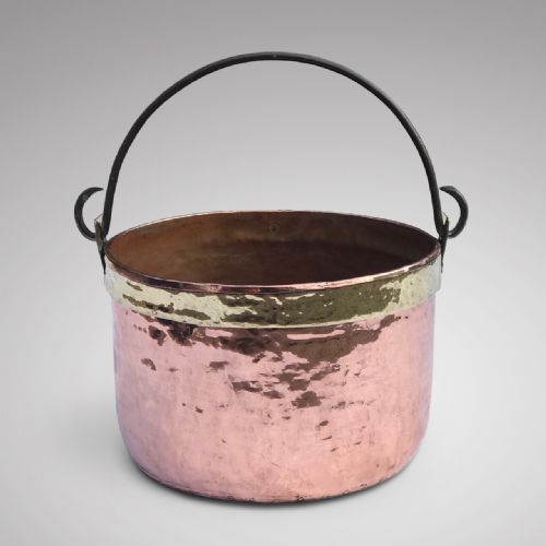 Large 19th Century Brass Bound Copper Boiling Pot