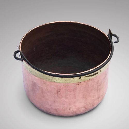 fig 1. Large 19th Century Brass Bound Copper Boiling Pot