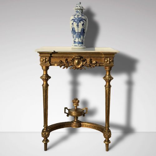 fig 1. 19th Century Giltwood Console Table with Marble Top