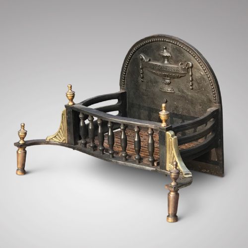 Antique Iron & Brass Fire Basket