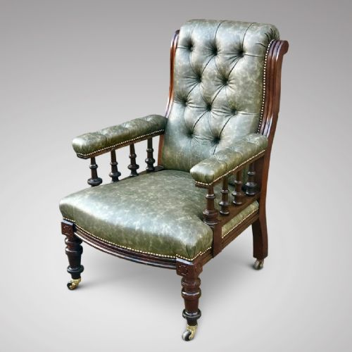 19th Century Leather Library Chair
