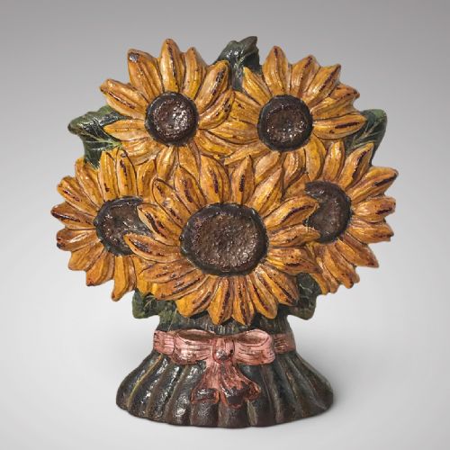 19th Century Cast Iron Sunflower Door Stop