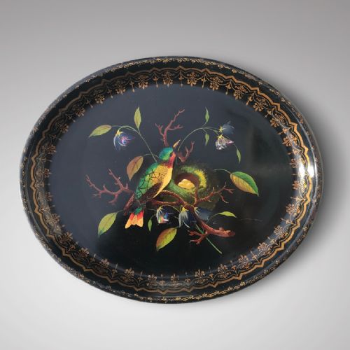 19th Century Toleware Tray with Mother of Pearl Inlay