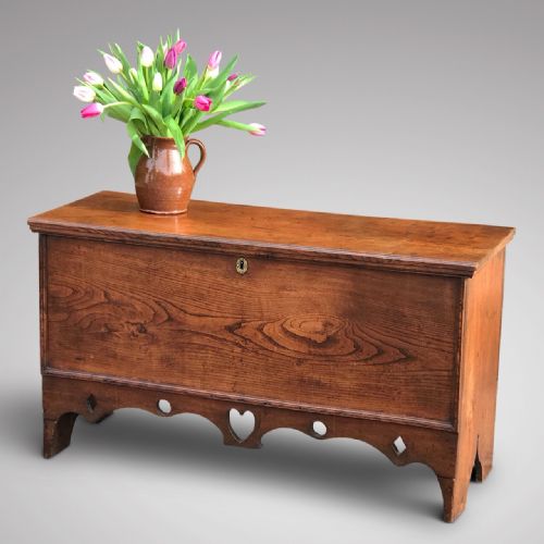 Georgian Elm Coffer with Heart Motif