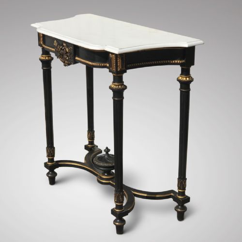 fig 1. 19th Century French Ebonised Console Table with Marble Top