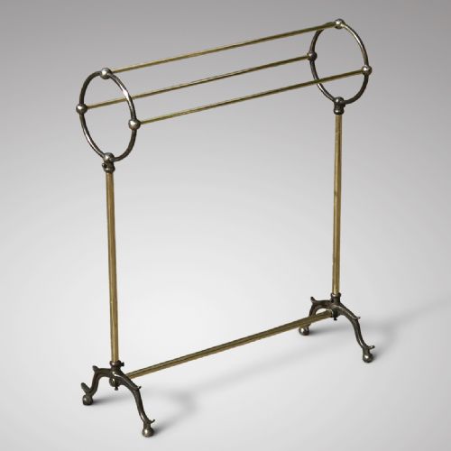 Unusual Edwardian Brass & Polished Steel Towel Rail
