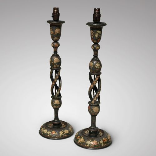 fig 1. Pair of Antique Kashmiri Table Lamps