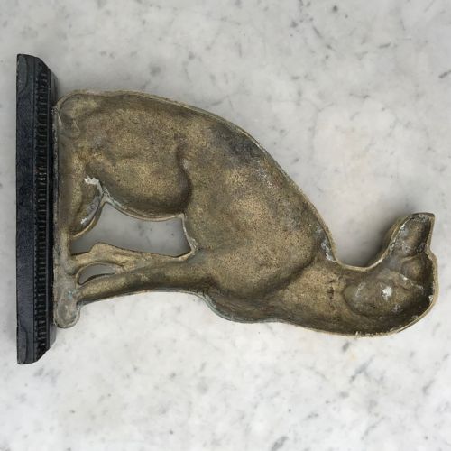 VICTORIAN BRASS CAST IRON DOG DOOR PORTER - ADDITIONAL PHOTO 2