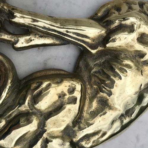 VICTORIAN BRASS CAST IRON DOG DOOR PORTER - ADDITIONAL PHOTO 4