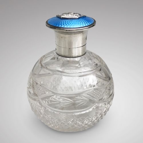 GLASS SILVER ENAMEL TOPPED SCENT BOTTLE - ADDITIONAL PHOTO 1