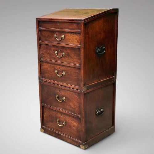 GEORGE III MAHOGANY CLERK'S CAMPAIGN DESK - ADDITIONAL PHOTO 1