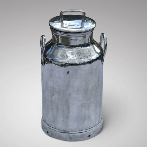 Old French Nestle Polished Aluminium Milk Churn