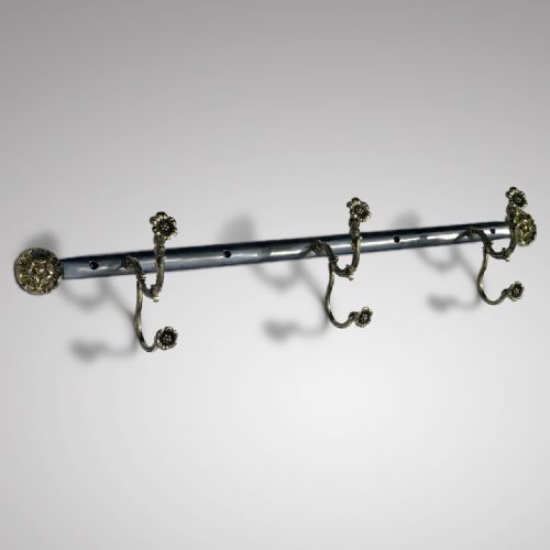 19th Century Brass & Polished Steel Hat & Coat Rack