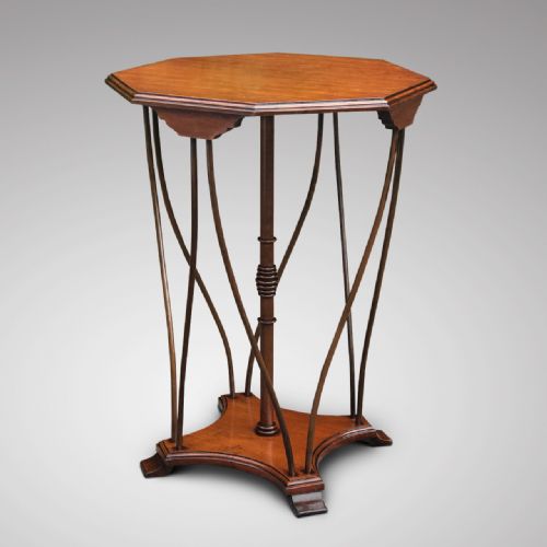 Early 20th Century Mahogany Wine Table with Turned & Bentwood Supports