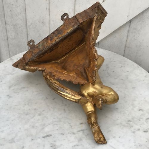 PAIR OF 19TH CENTURY ITALIAN CARVED LIMEWOOD GILT WALL BRACKETS - ADDITIONAL PHOTO 4