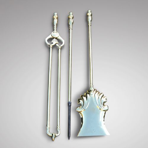 SET OF 19TH CENTURY BRASS FIRE IRONS - ADDITIONAL PHOTO 1
