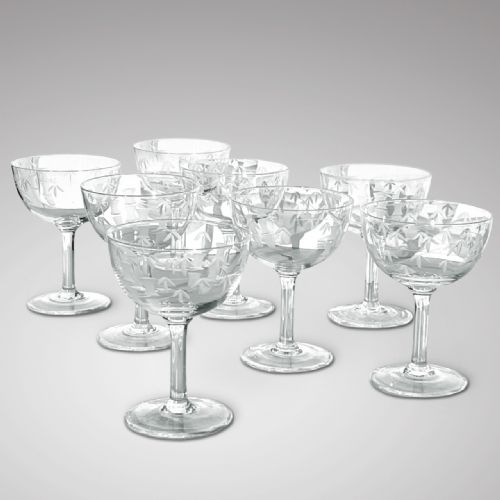 8 Art Deco Champagne Glasses/coupes
